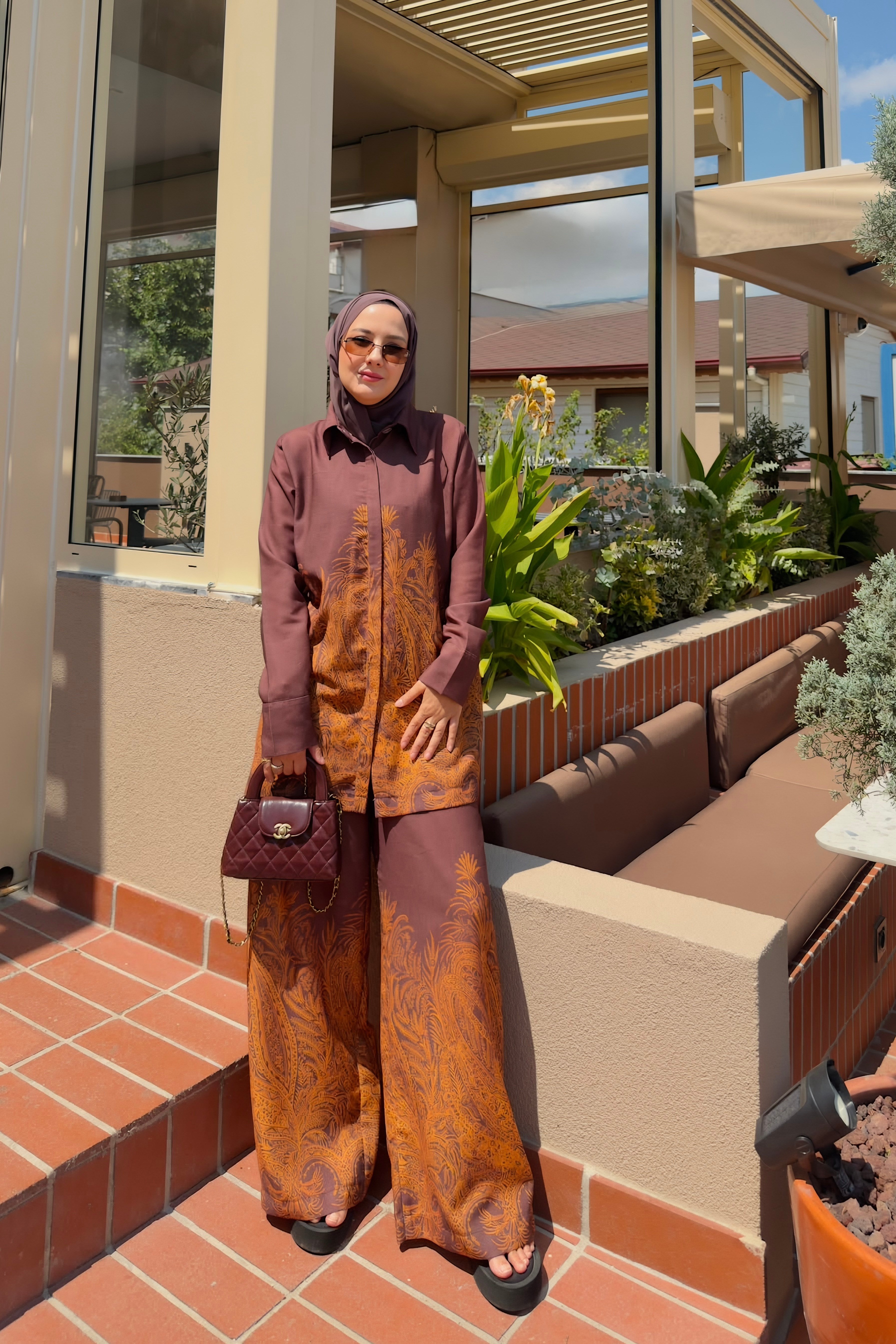 Premium Etro Desen Kahve Takım 