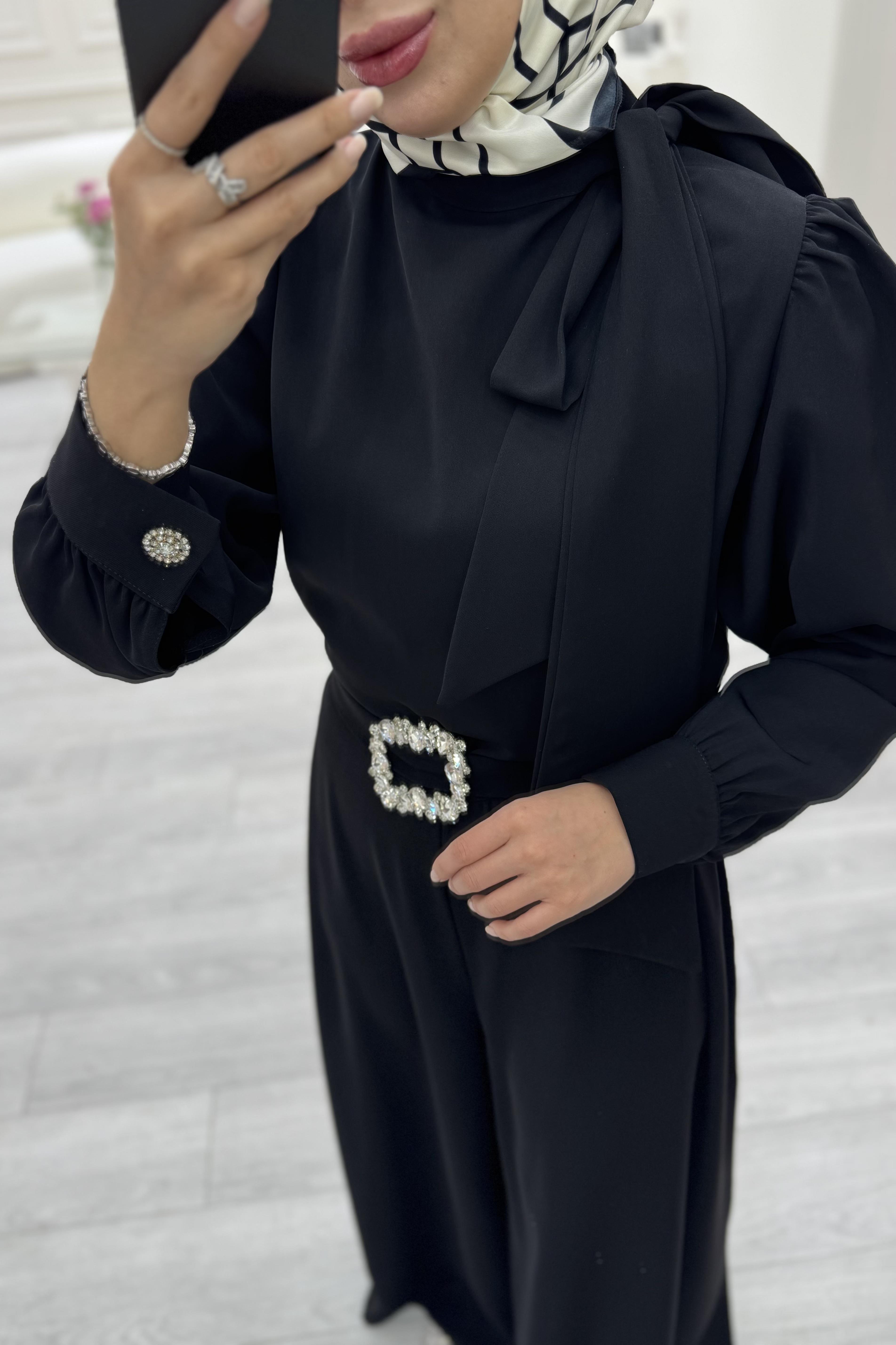 Taş Detaylı Tulum Siyah