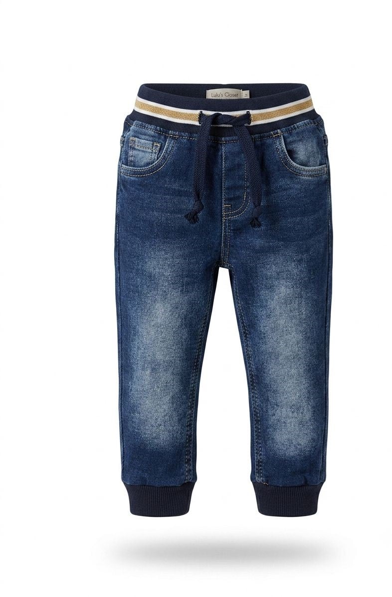 BAĞÇIKLI VE RİBANALI BEBEK KOT JOGGER PANTOLON