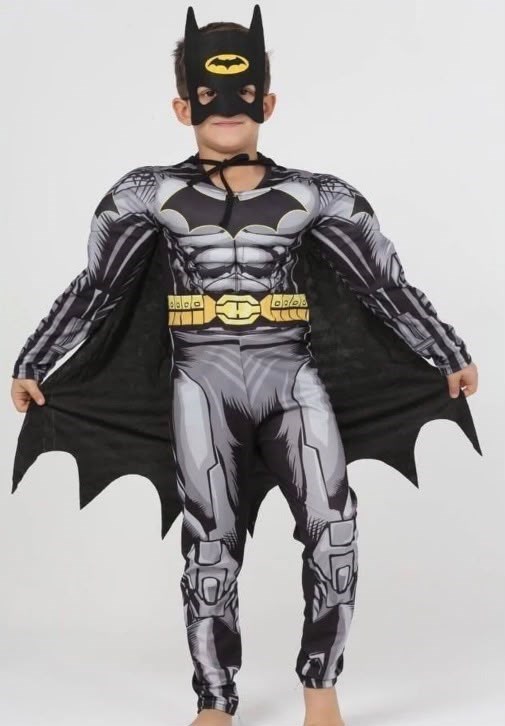 Batman Marvel Süper Kahraman Çocuk Kaslı Kostüm 