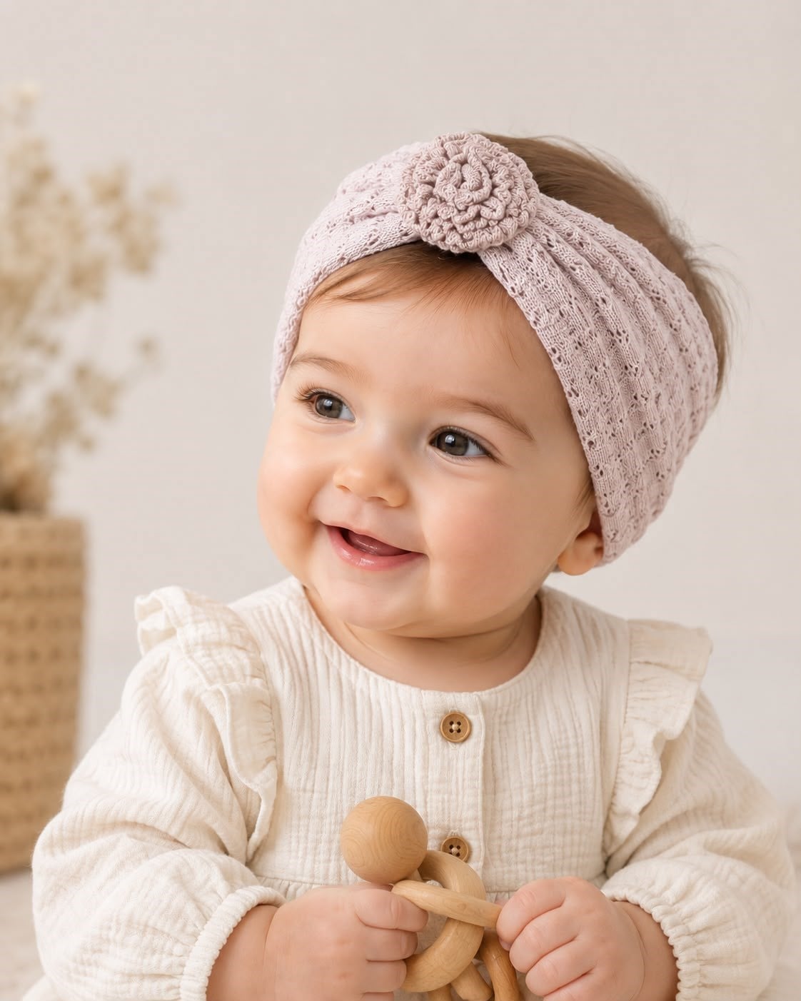 ÇİÇEK DETAYLI KIZ BEBEK SAÇ BANDI