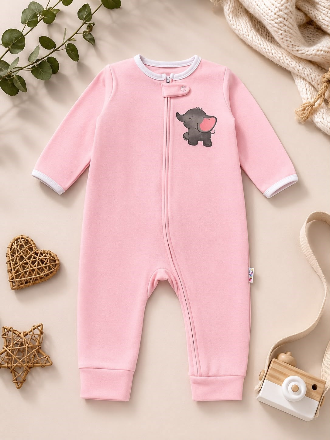 FİL DETAYLI FERMUARLI BEBEK TULUM 