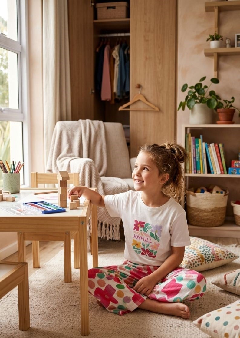 JOYFULL ÇİÇEK DESENLİ KIZ ÇOCUK ALT-ÜST TAKIM