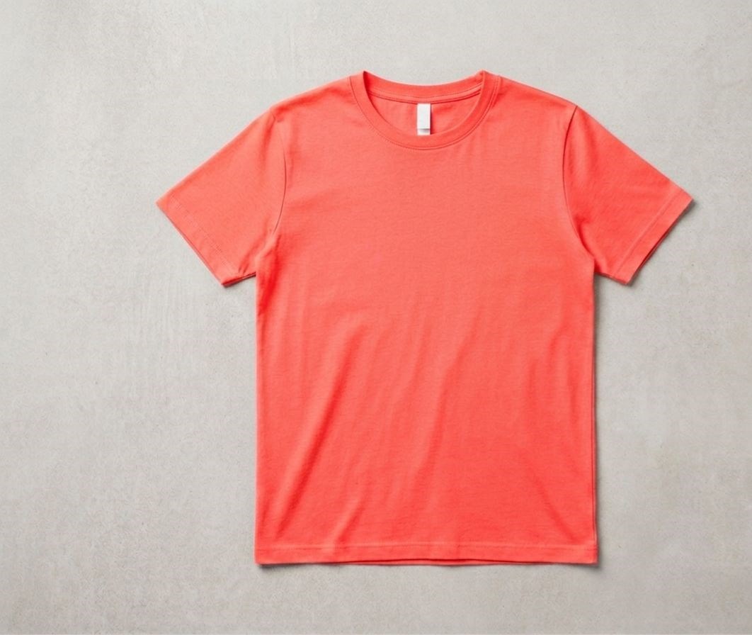KIZ ÇOCUK  NEON MERCAN BASİC T-SHİRT 