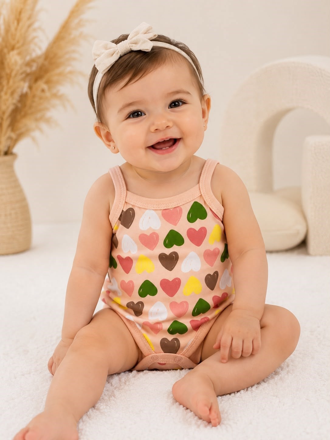 RENKLİ KALPLER ASKILI BEBEK BODY