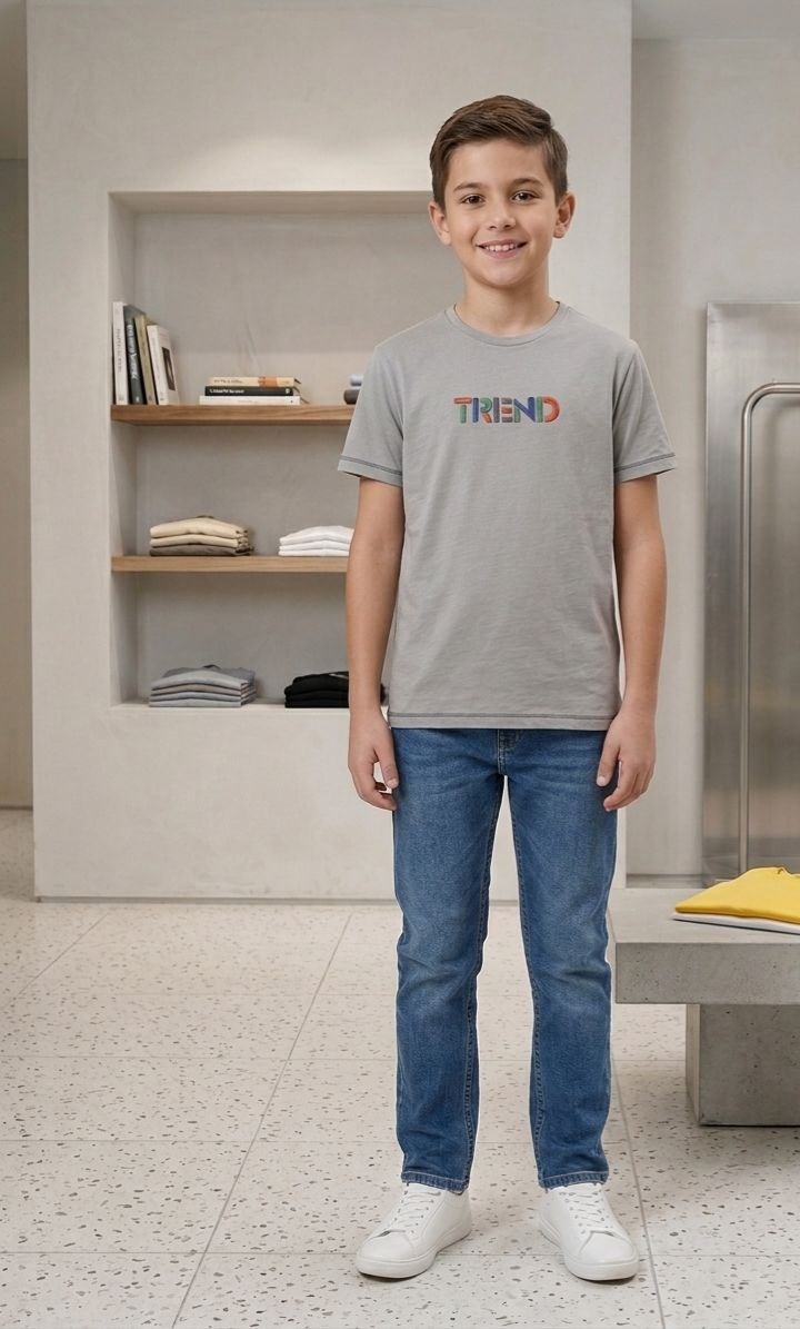 TREND NAKIŞ DETAYLI PAMUKLU T-SHİRT