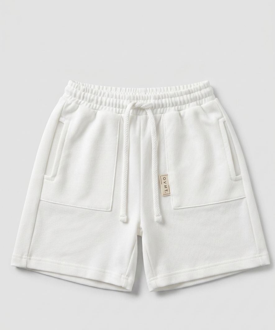 WAFFLE ÖRGÜ BEYAZ UNİSEX ŞORT