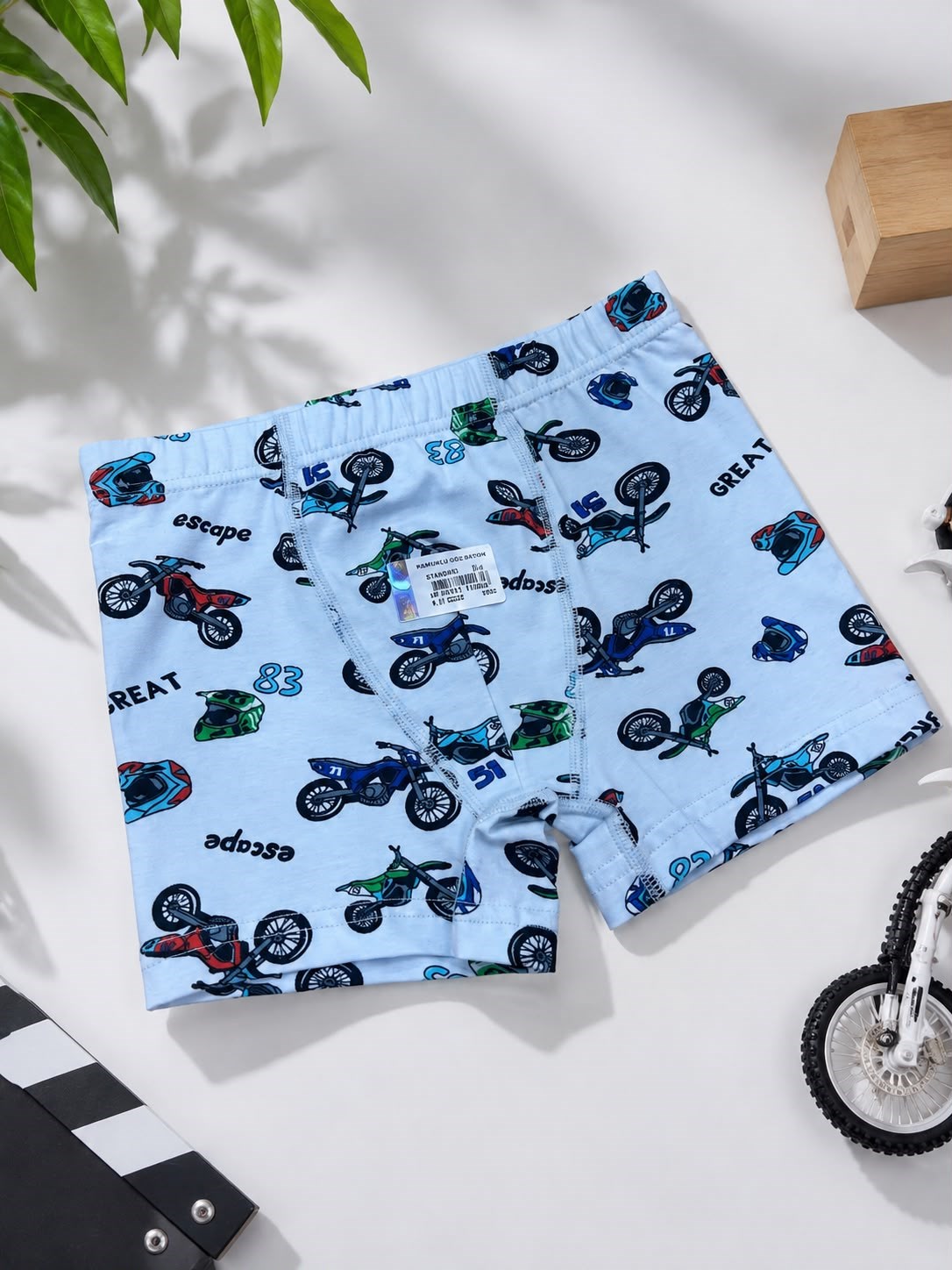 YARIŞ  MOTORU DESENLİ ÇOCUK BOXER