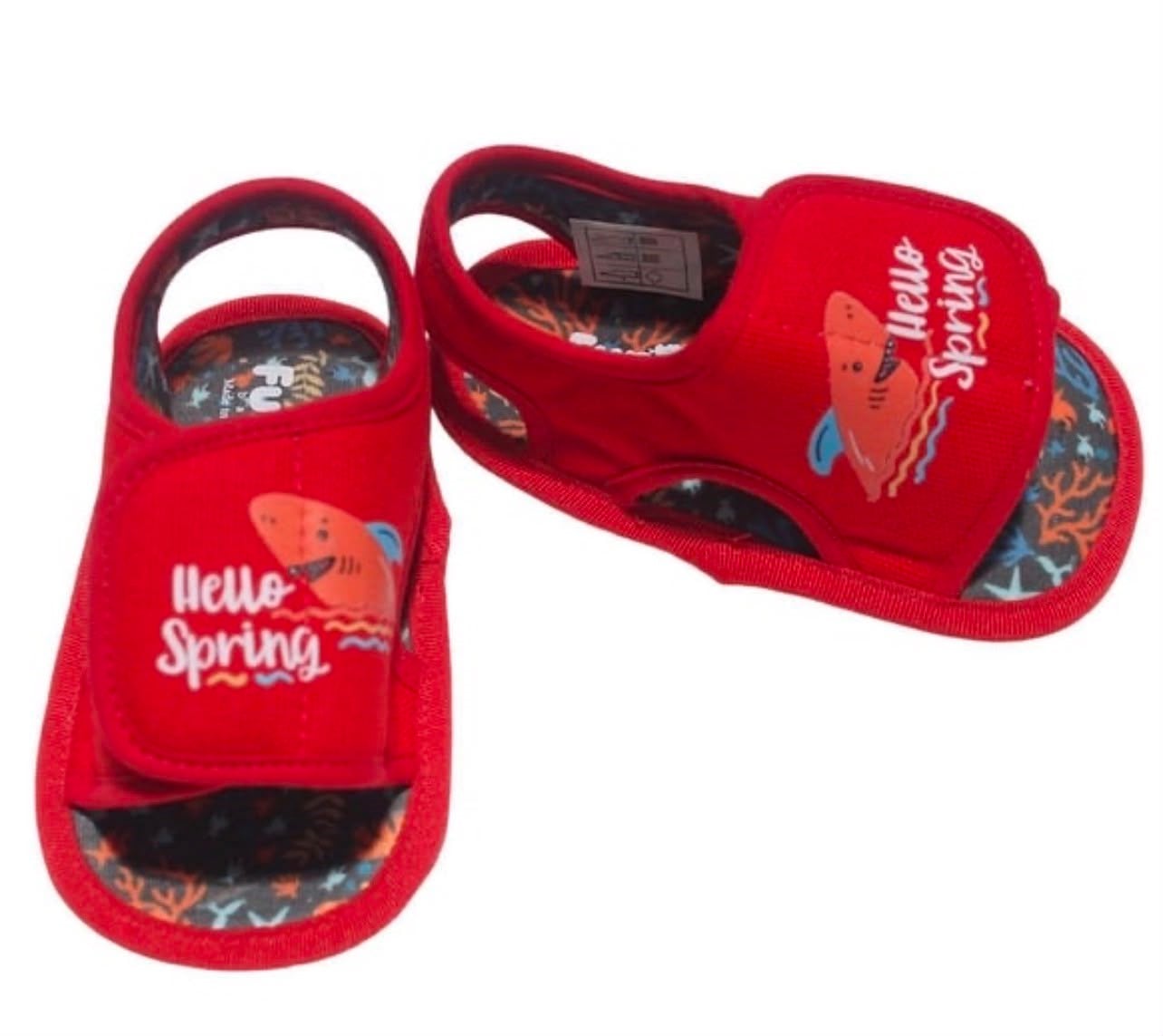 ERKEK BEBEK HELLO SPRİNG BASKILI SANDALET -Kırmızı