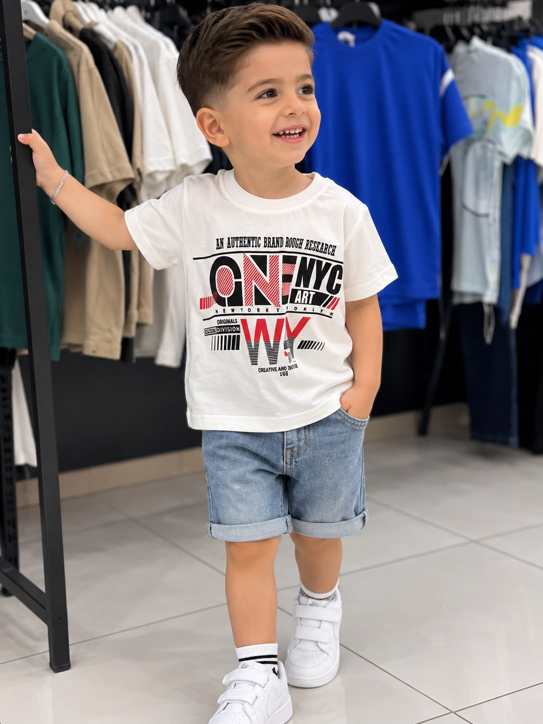 ERKEK ÇOCUK ONE NYC YAZILI TİŞÖRT