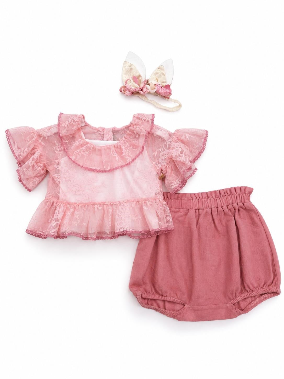 KIZ BEBEK TAKIM BANDANA DETAYLI 