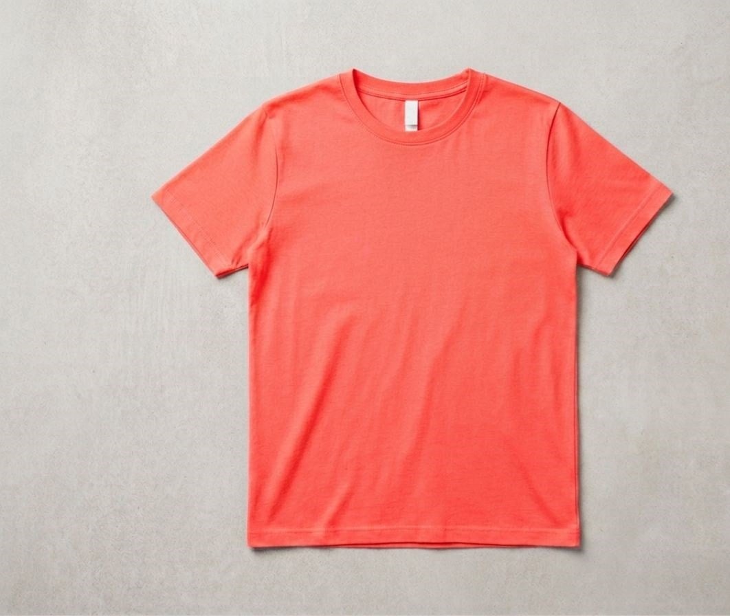 KIZ ÇOCUK  NEON MERCAN BASİC T-SHİRT 