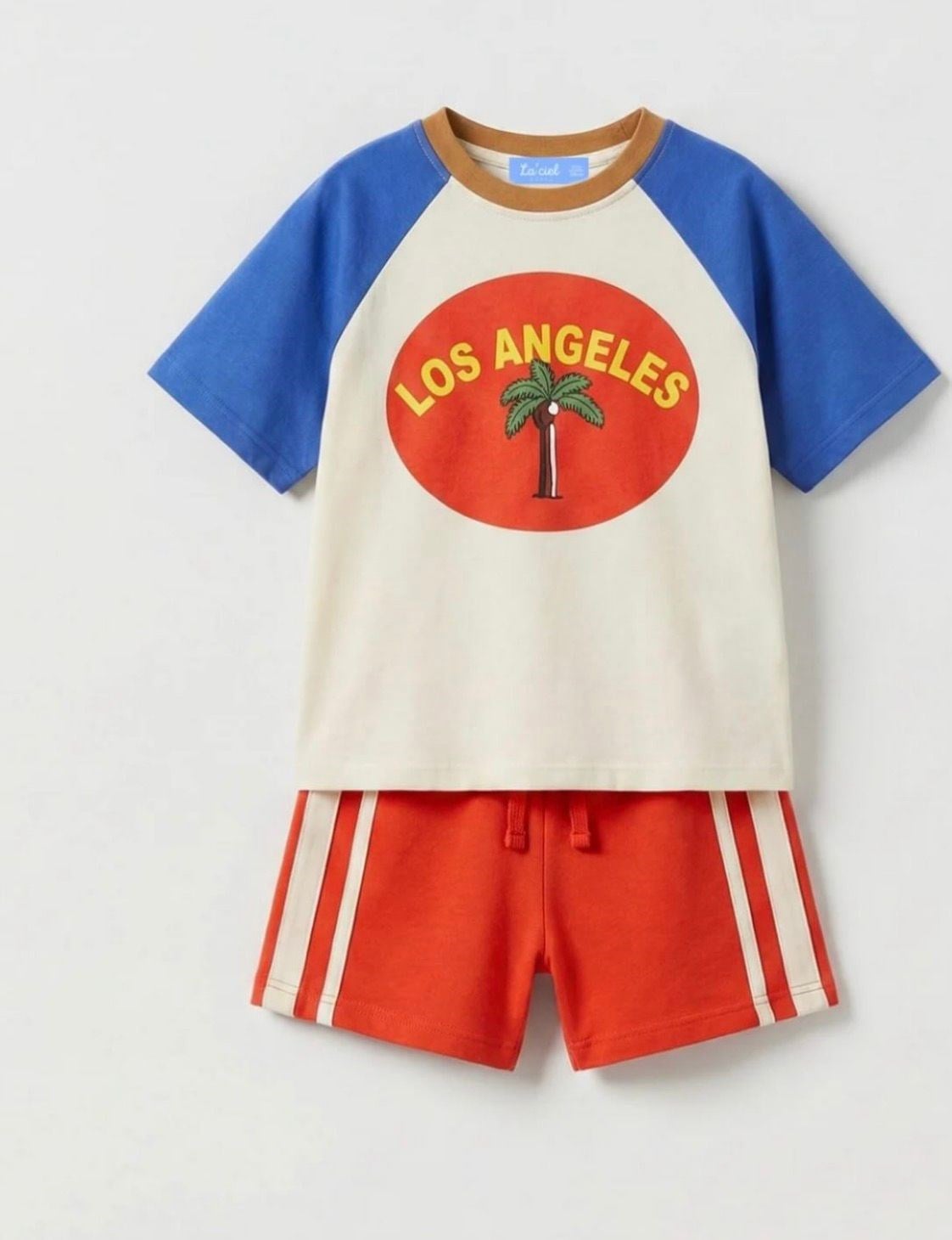 LOS ANGELES BASKILI RAGLAN KOLLU ŞORTLU TAKIM 