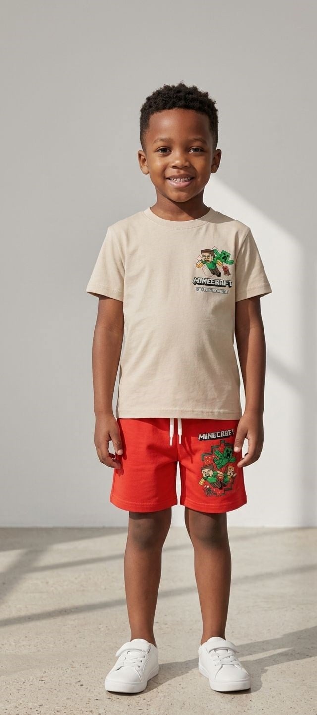 MİNECRAFT KARAKTER BASKILI ERKEK ÇOCUK ŞORTLU TAKIM