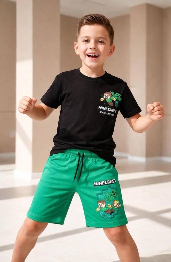 MİNECRAFT LİSANSLI ERKEK ÇOCUK ŞORTLU TAKIM