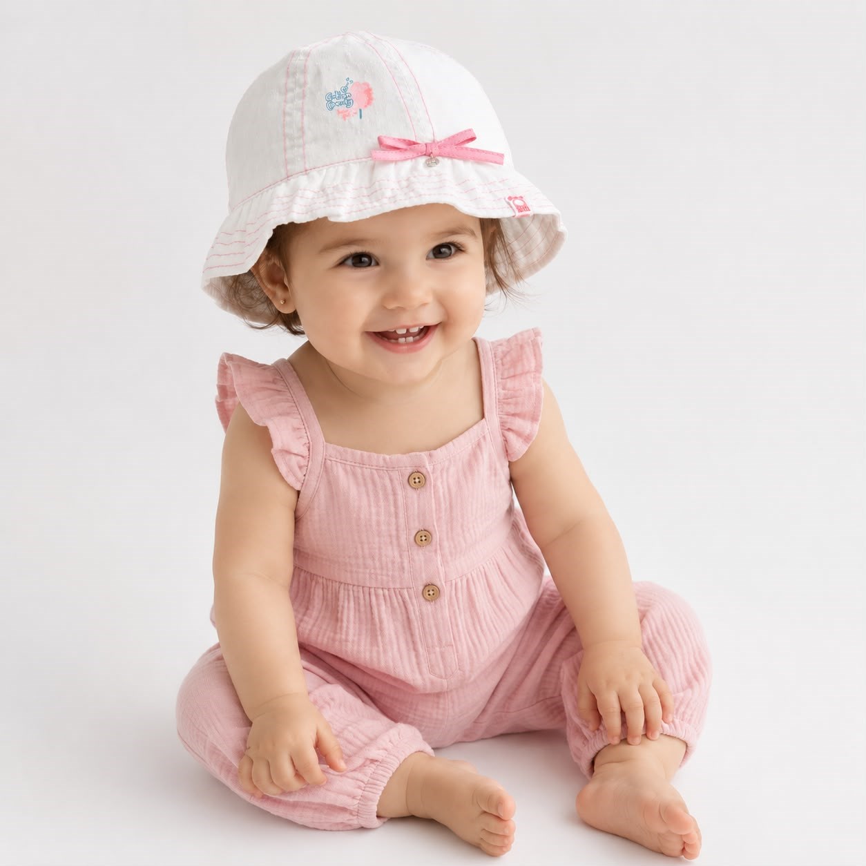 PAMUK ŞEKERİ FİYONKLU KIZ BEBEK GÜNEŞ ŞAPKASI 