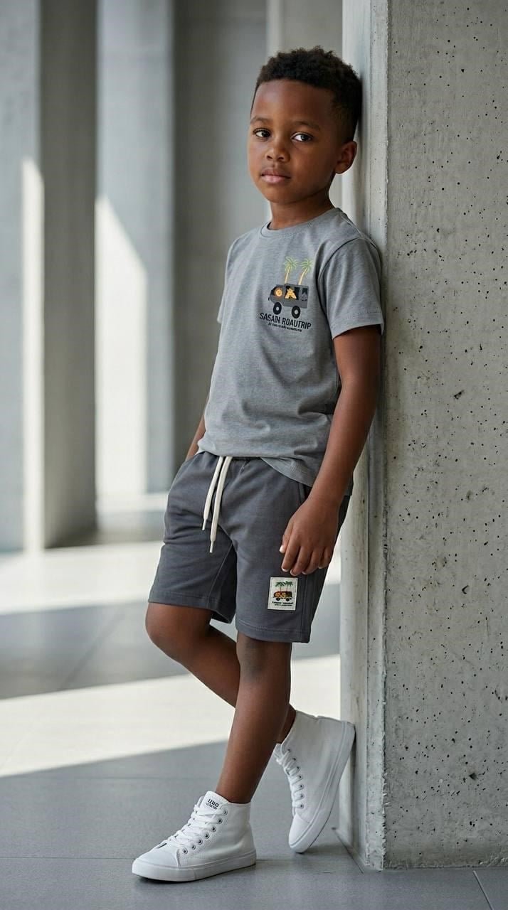 SAFARİ TEMALI ARKASI BASKILI ŞORTLU TAKIM