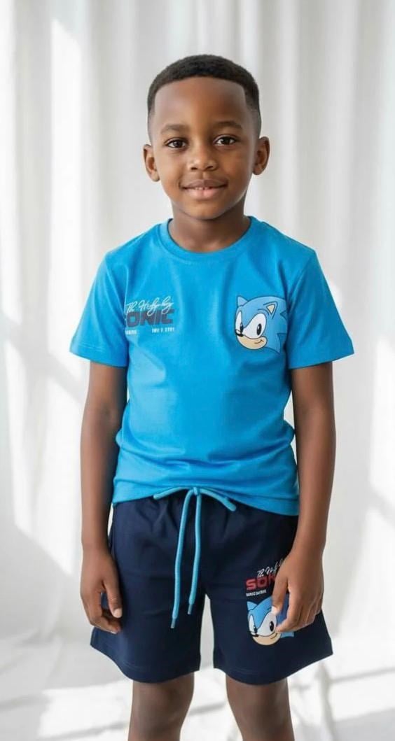 SONİC BASKILI MAVİ-LACİVERT ŞORTLU TAKIM