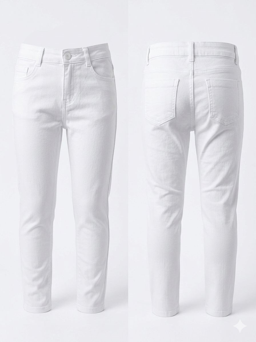 UNİSEX BEYAZ SLİM FİT JEAN PANTOLON 