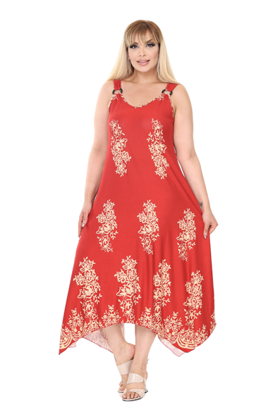 Melsay Butik Askılı V Yaka Narçiçeği Pano Desen Elbise