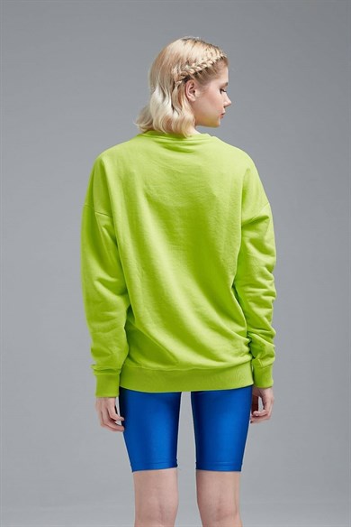 Neon Baskılı Oversize Sweatshirt