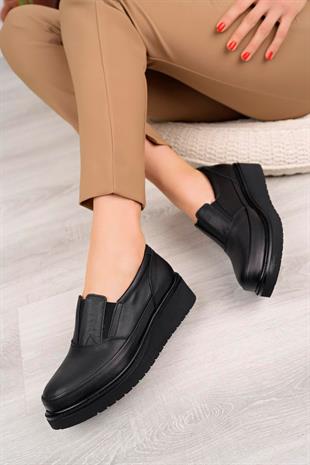 Ortobella Günlük Doğal Deri Comfort Kadın Ayakkabı Siyah OB3541