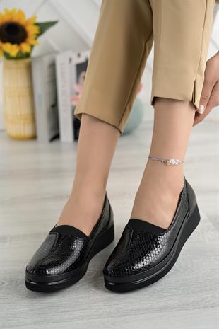 Ortobella Comfort Kadın Siyah Deri Ayakkabı 012-1