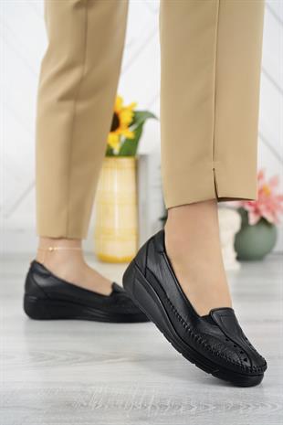 Ortobella Comfort Kadın Siyah Deri Ayakkabı ORB130