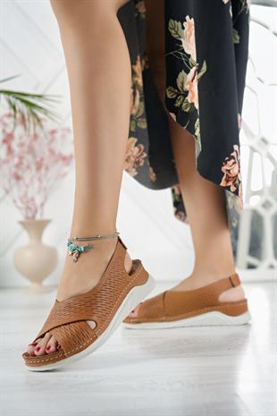 Comfort Hakiki Deri Çapraz Kadın Sandalet Ortobella ORB6125