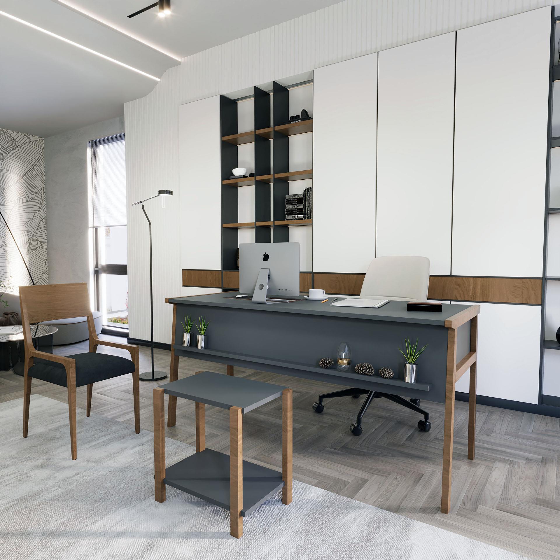 Lagomood Zenith Ofis Masası Kitaplık Takım 150cm