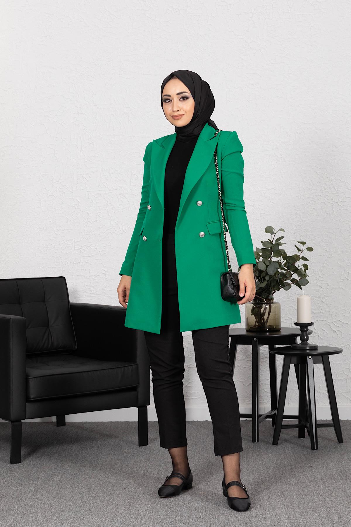Dört Düğme Blazer Ceket Yeşil