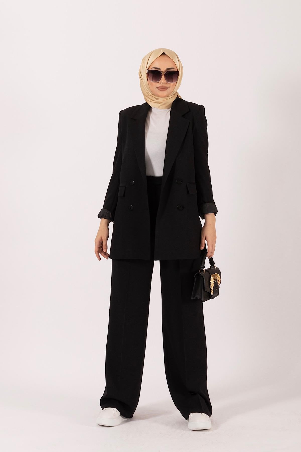 Dört Düğme Ceket Takım Siyah