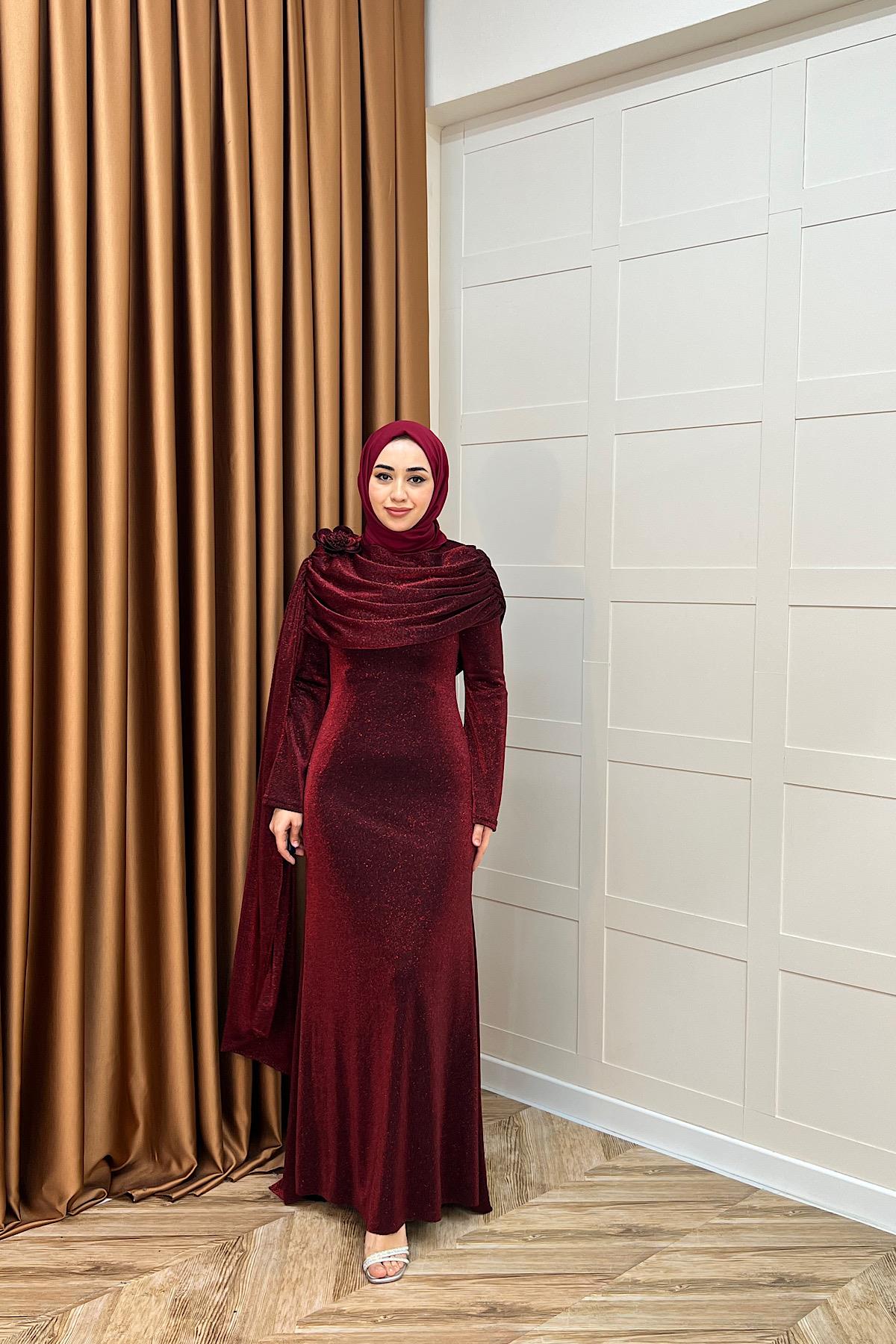 Elara Balık Abiye Bordo