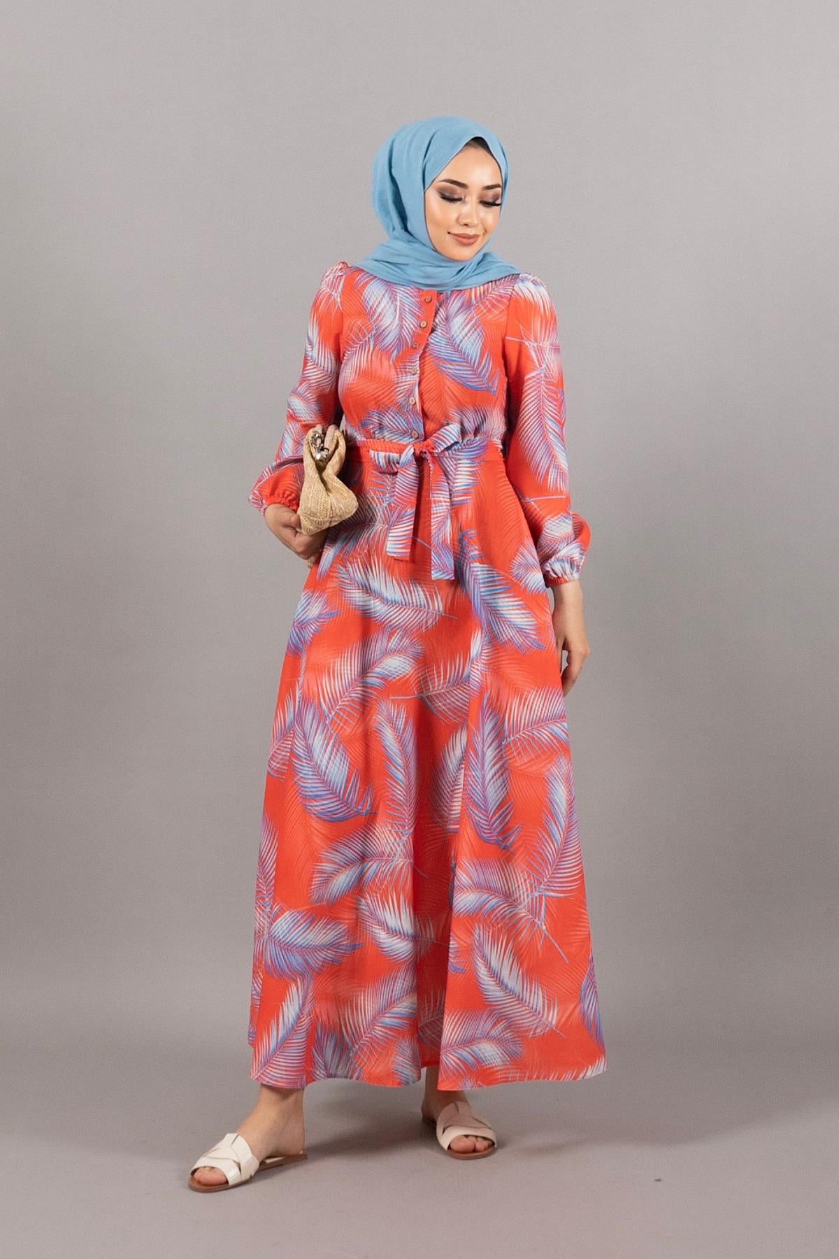 Emily Keten Elbise Nar Çiçeği