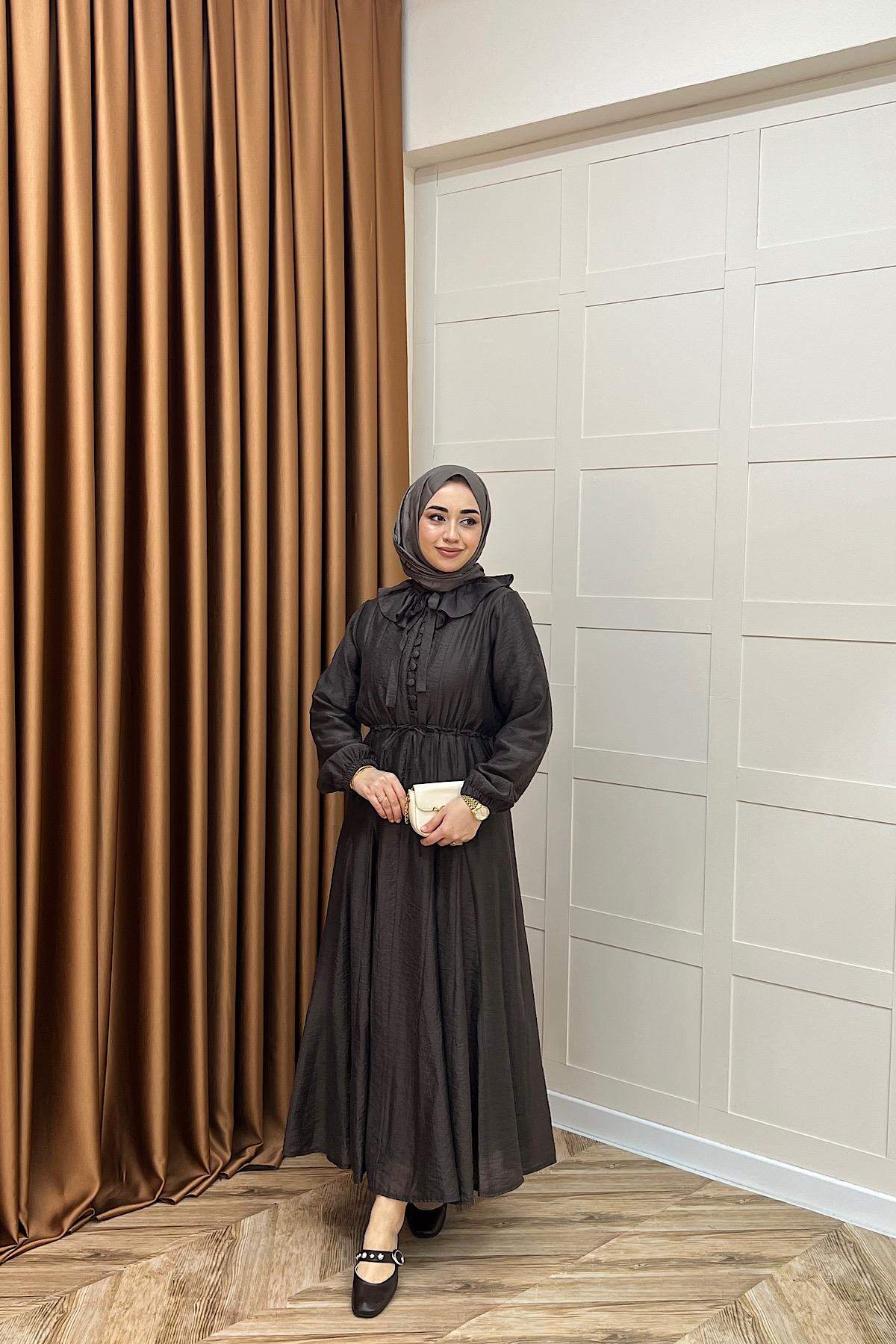 Lena Vual Elbise Kahverengi