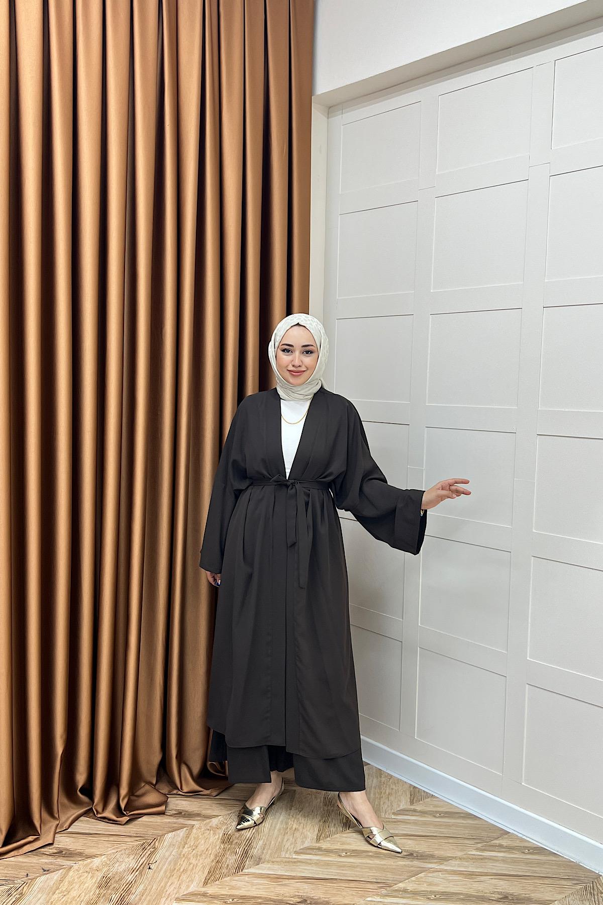 Mina İkili Kimono Takım Kahverengi