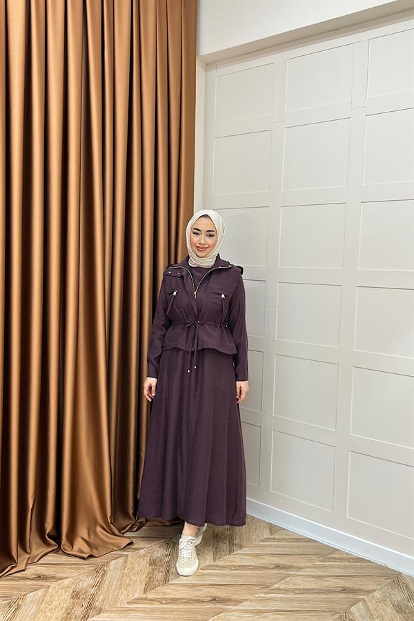 Alina İkili Elbise Mürdüm