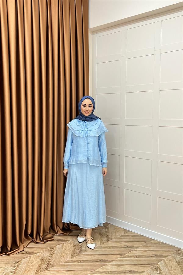 Asel İkili Etek Takım Mavi