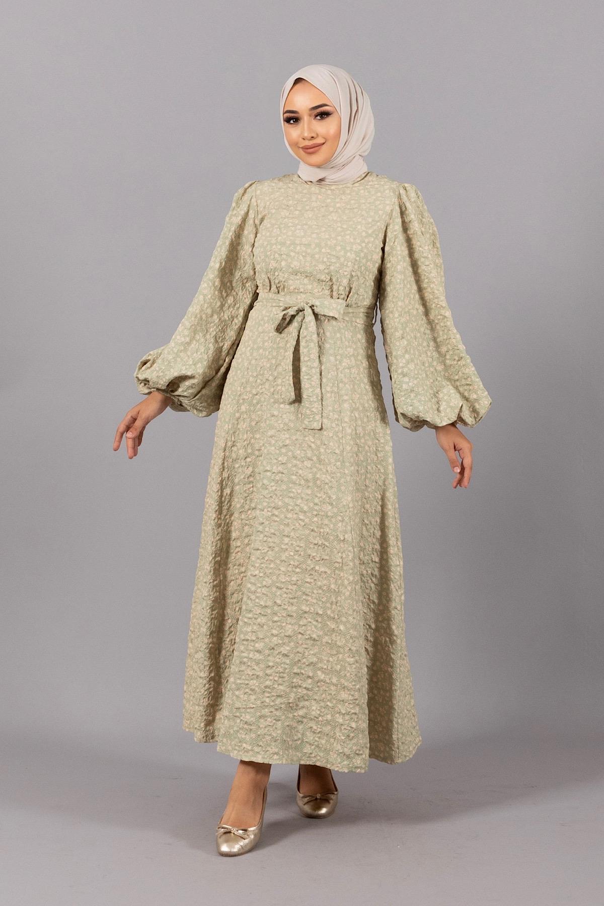 Alina Balon Kol Elbise Yeşil