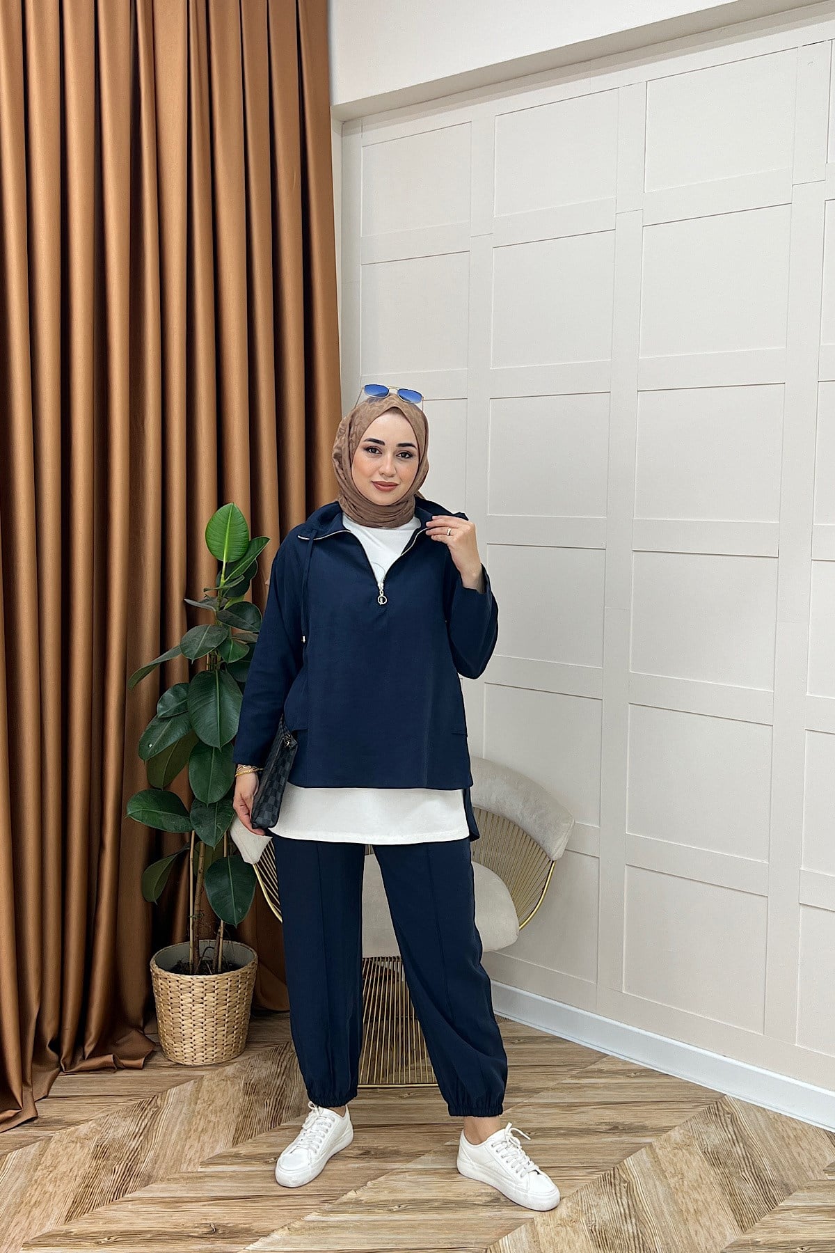 Almira Yarım Fermuar İkili Takım Lacivert