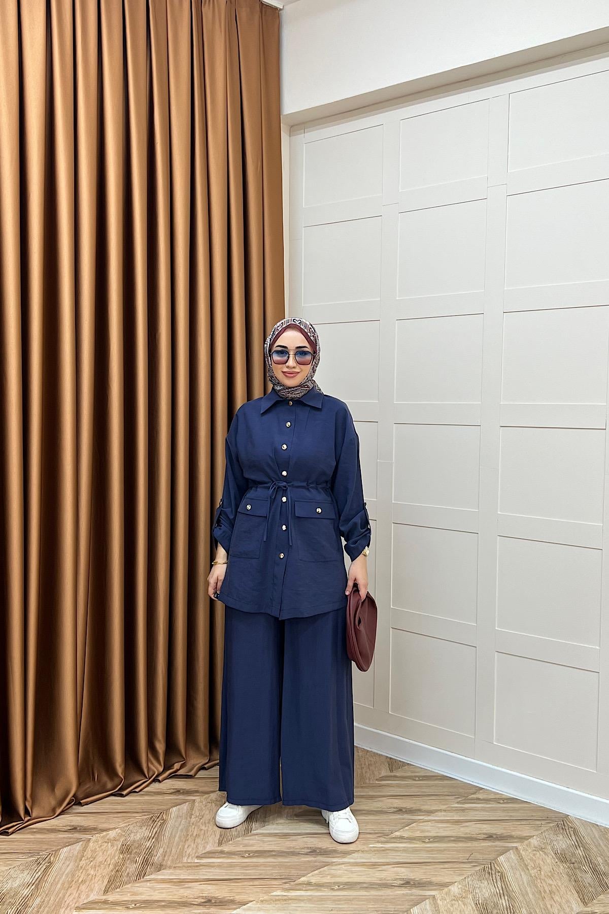 Aria Belden Bağlamalı İkili Takım İndigo