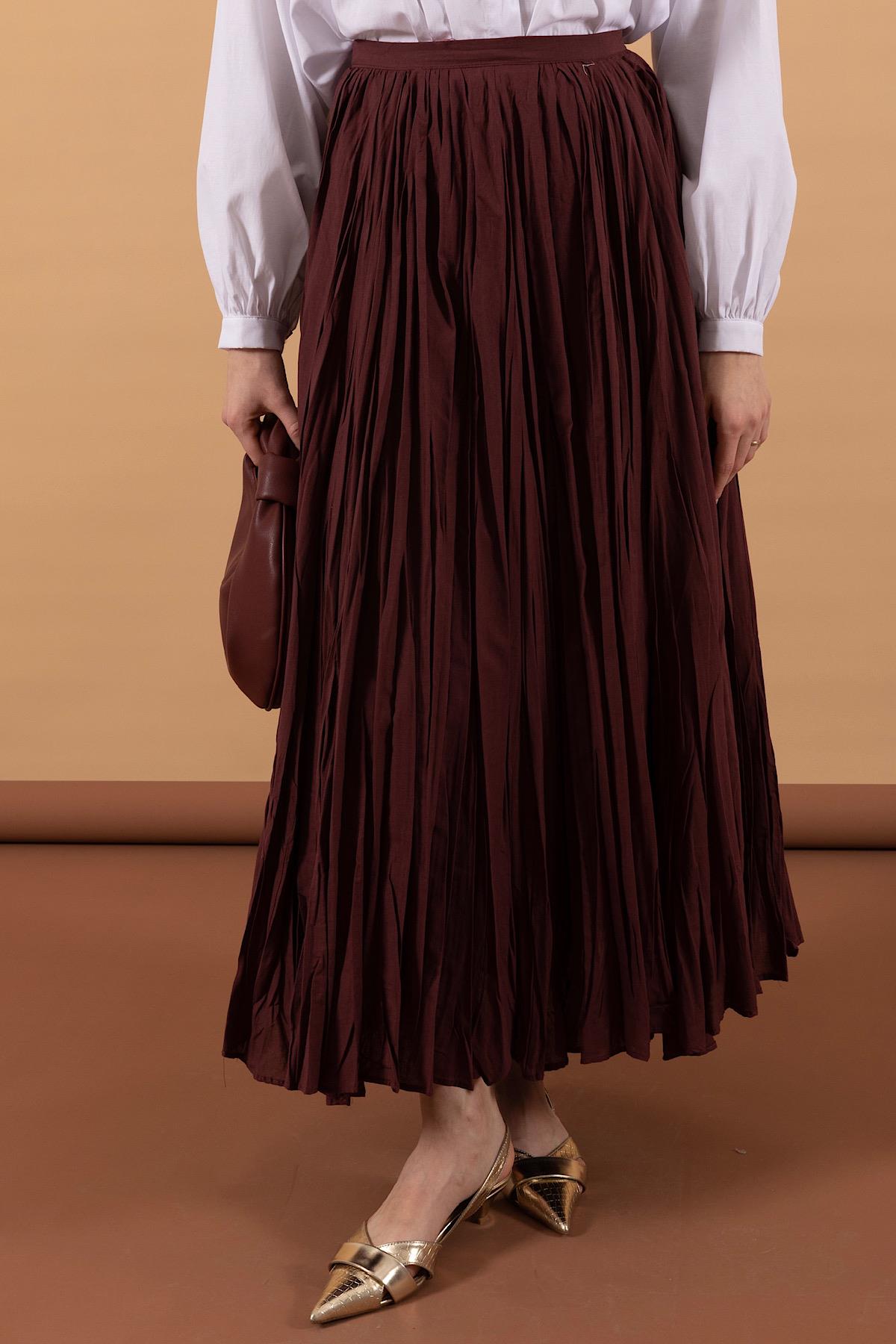 Begonya Piliseli Etek Bordo