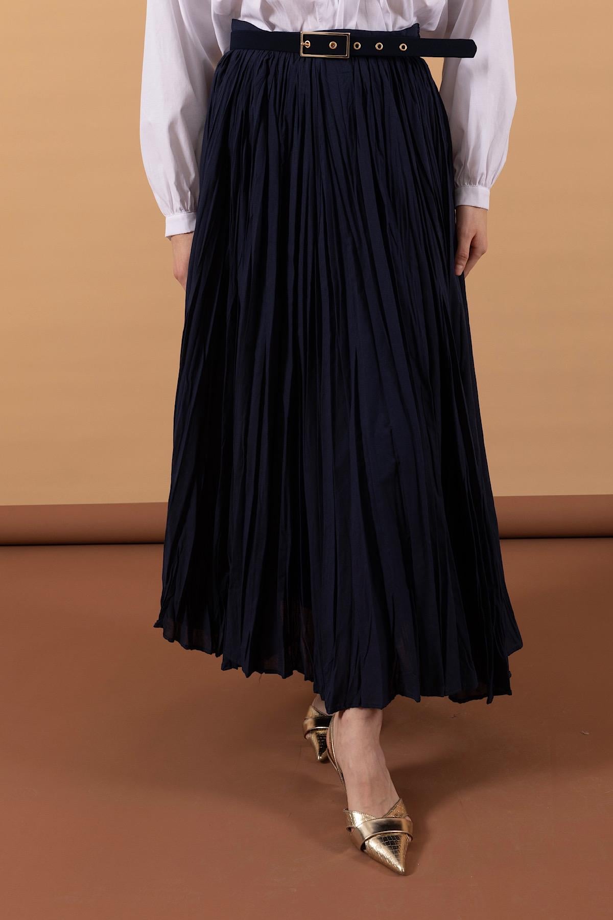 Begonya Piliseli Etek Lacivert