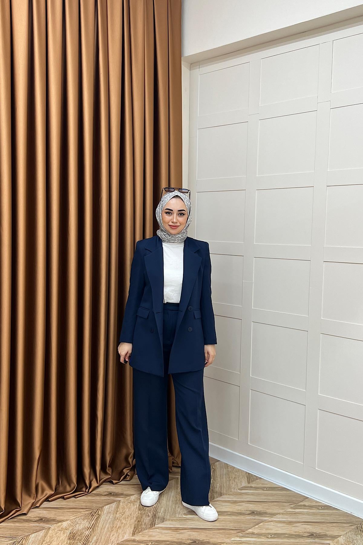 Dört Düğme Ceket Takım Lacivert