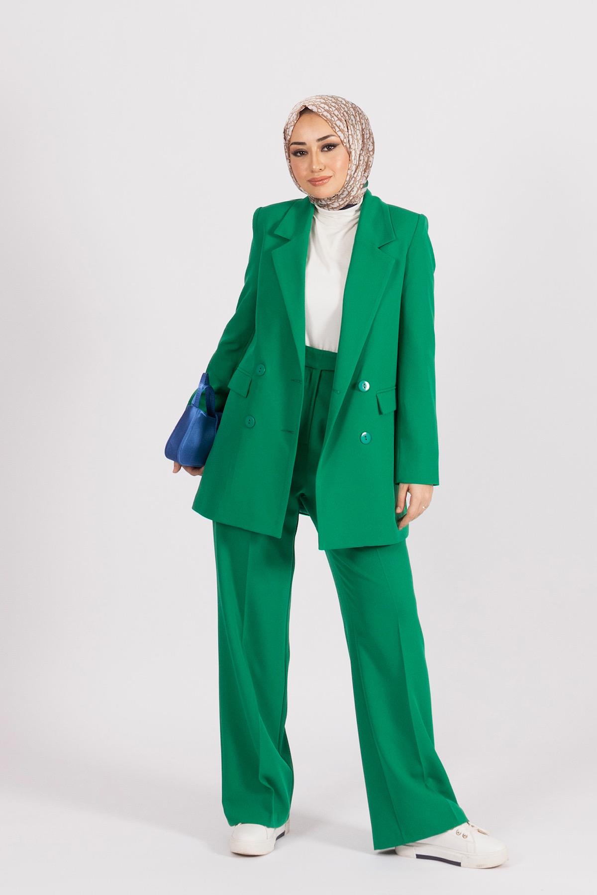 Dört Düğme Ceket Takım Yeşil