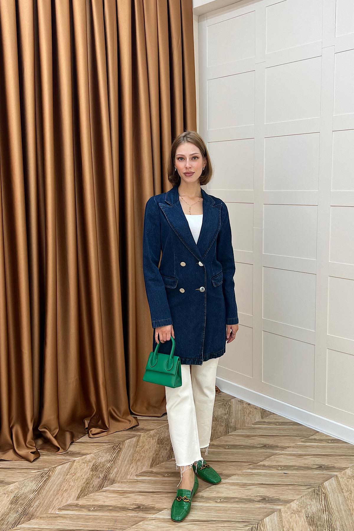 Dört Düğme Kot Ceket Lacivert