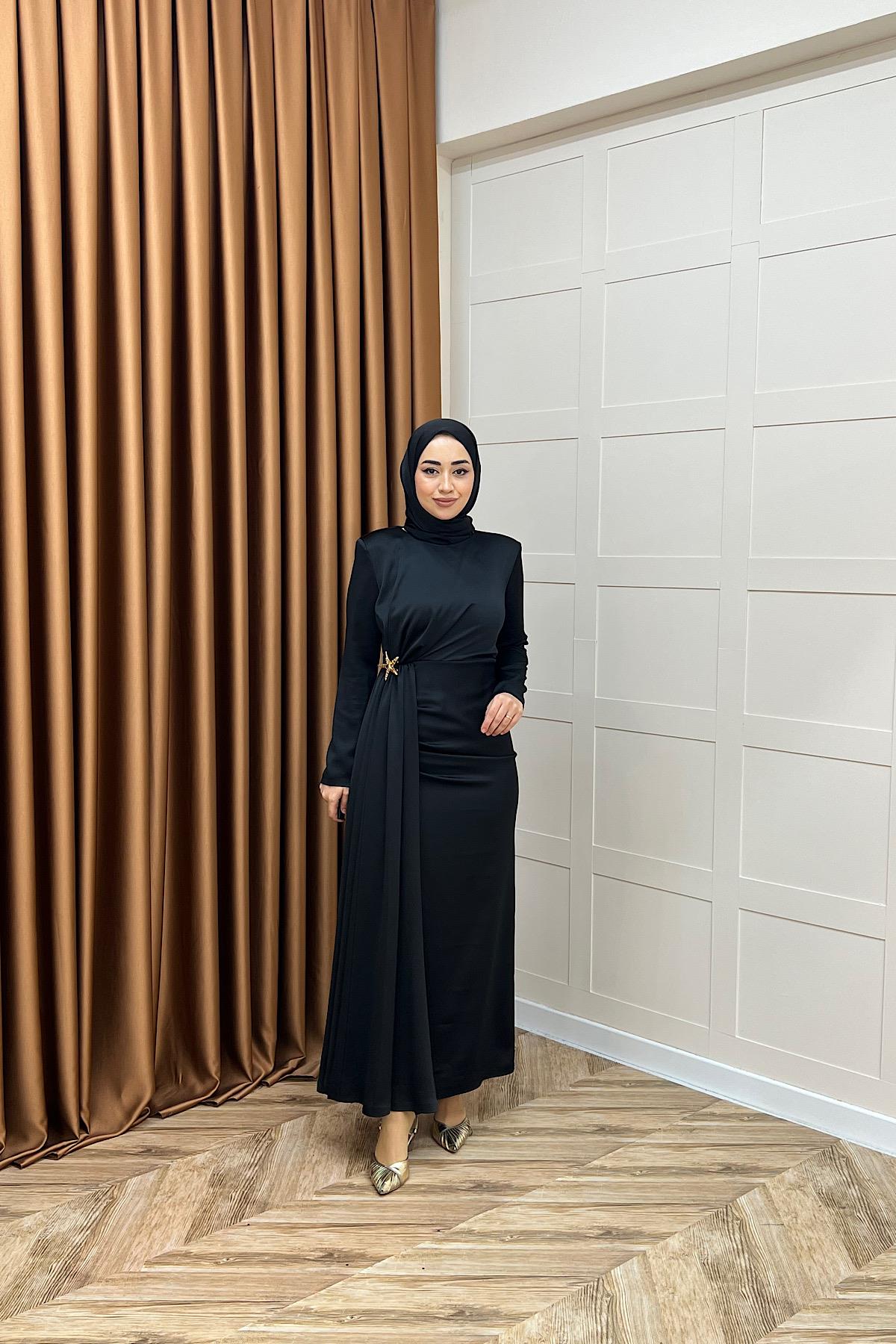 Hazel Saten Abiye Siyah