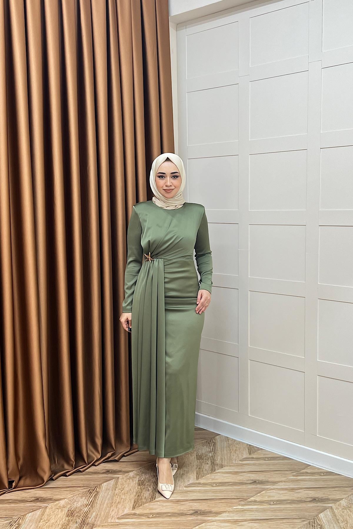 Hazel Saten Abiye Yeşil