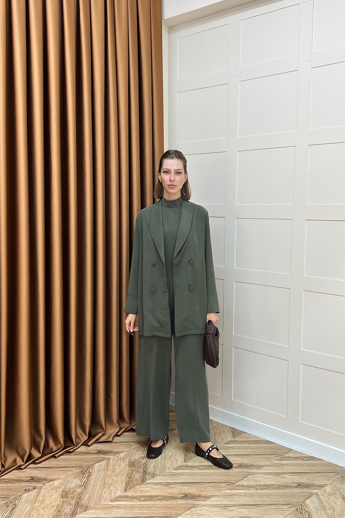 İkili Ceketli Tulum Yeşil