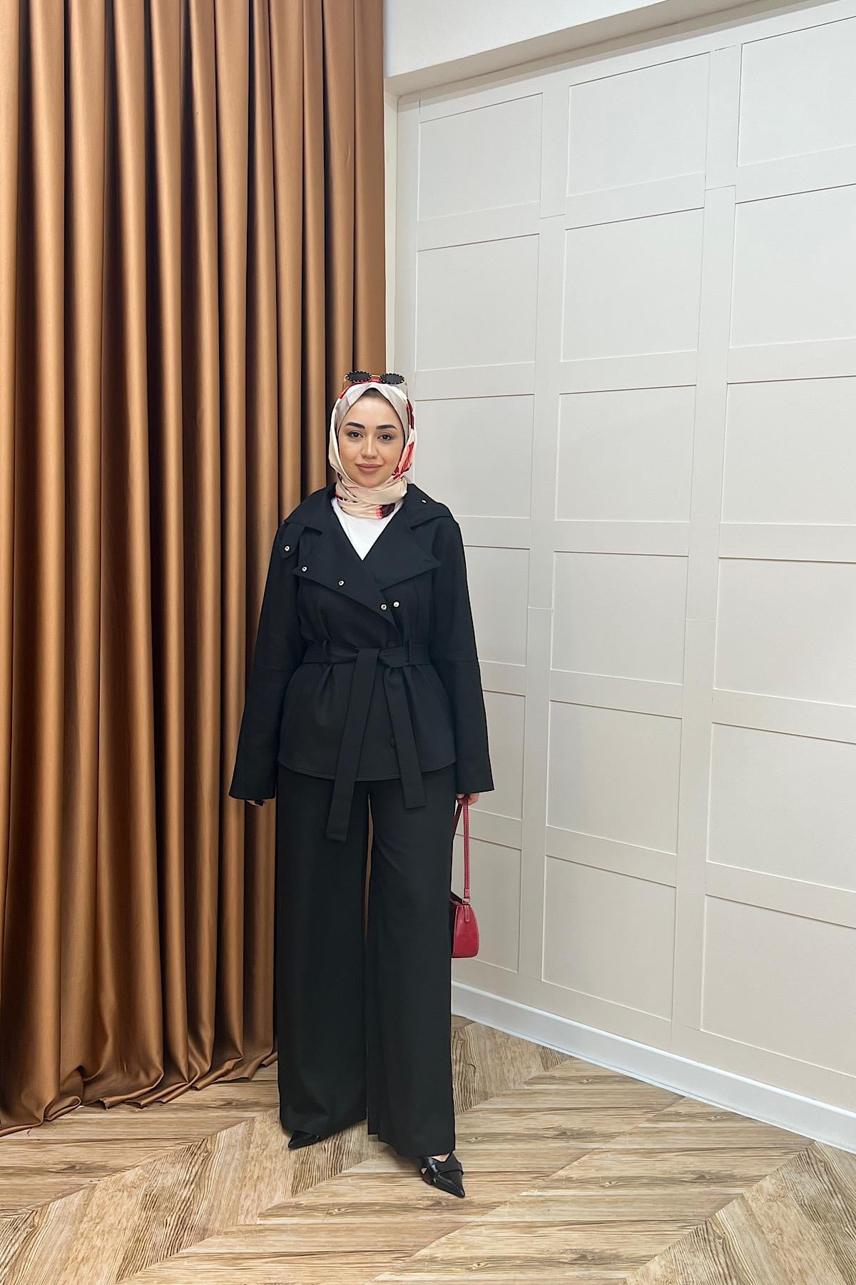 Klara Çıtçıt Detaylı Pantolon Takım Siyah